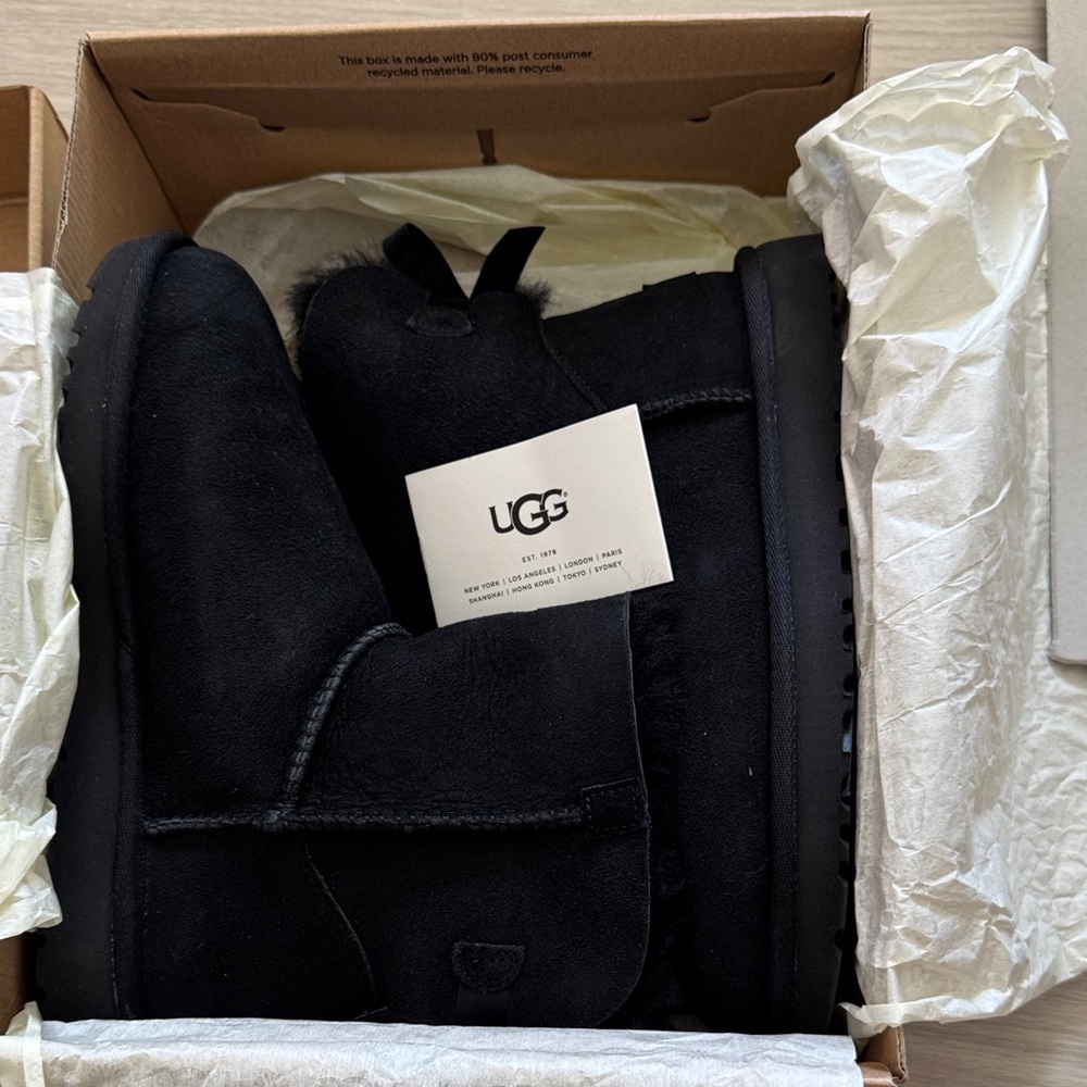UGG Black Mini Bailey Bow Ankle Boots